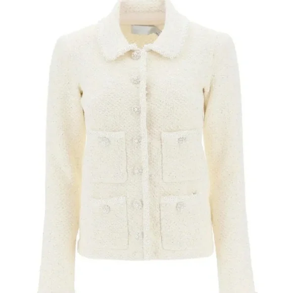 NWOT Self-Portrait Embellished Sequined Tweed Cardigan - Picture 2 of 6